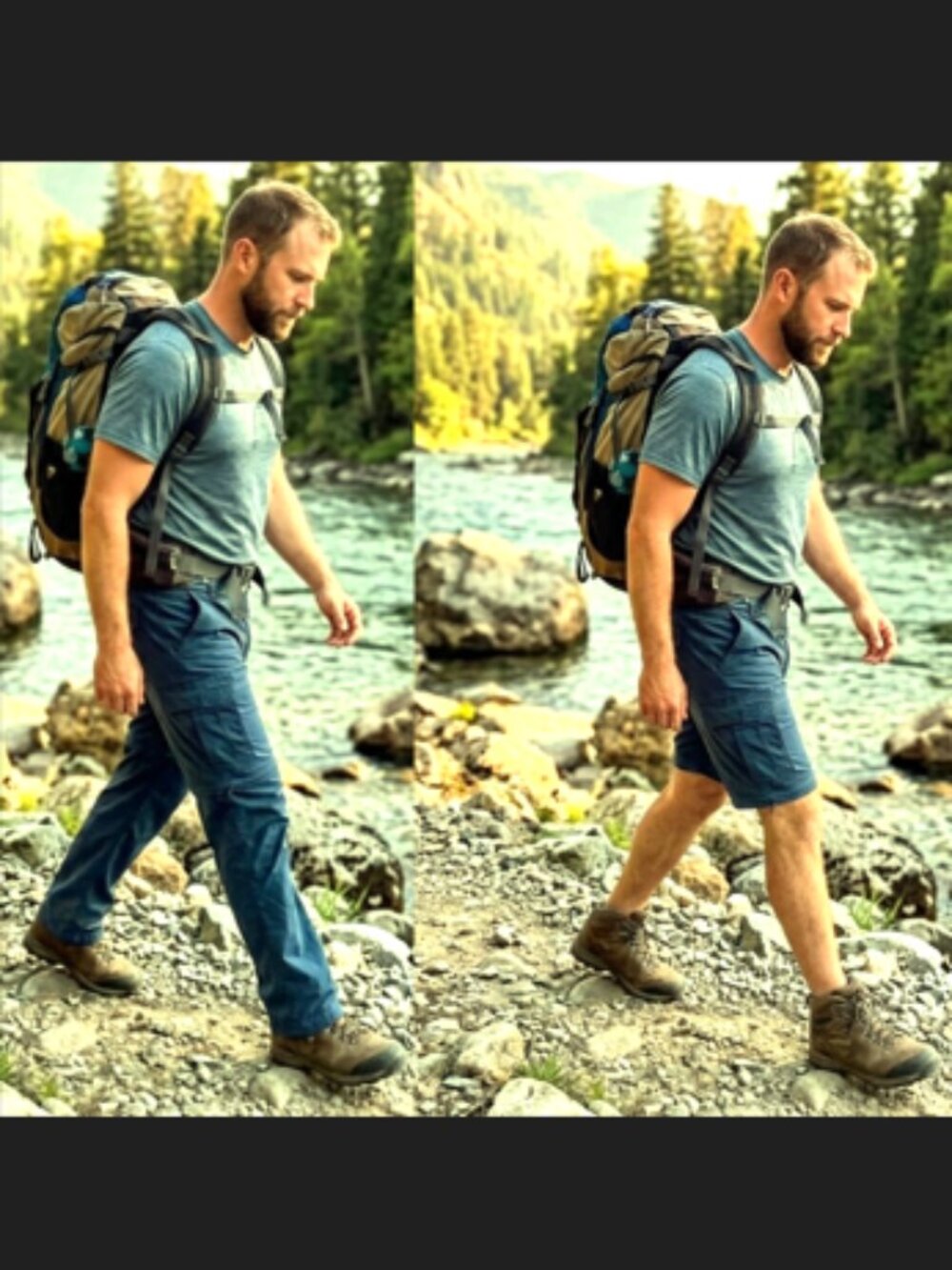 BC Clothing Mens Convertible Adventue Pants XXL/30 Blue Zip Off Stretch Outdoors